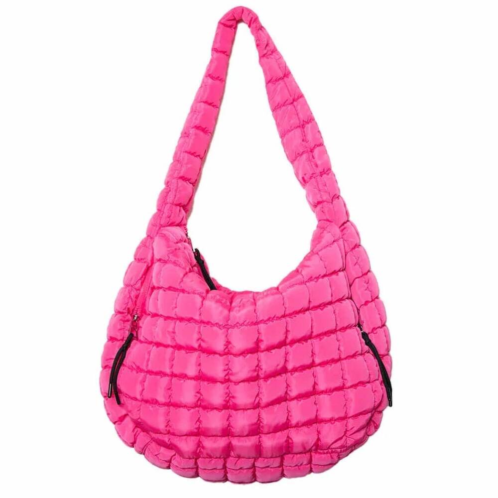 NEW KATYDID women's quilted puffer tote in hot pink
